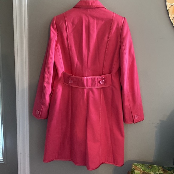 Banana Republic Hot Pink Trench Coat size Medium - Picture 2 of 14